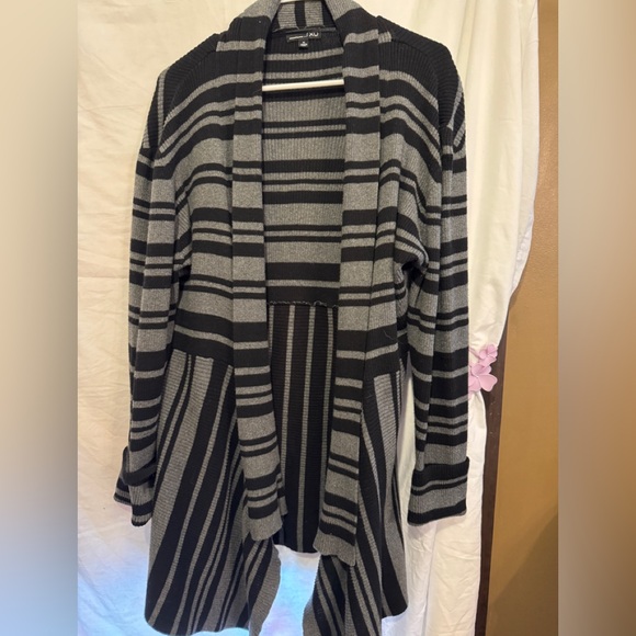 RXB Black and Gray Striped Cardigan Sweater - Picture 1 of 5